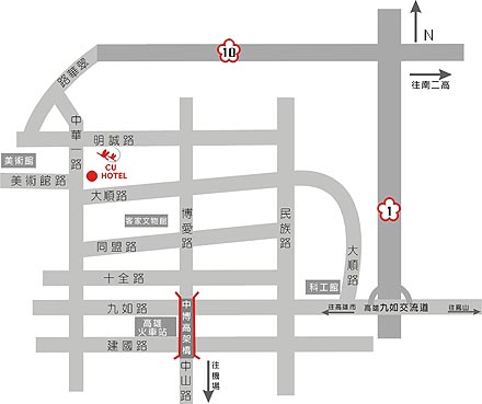 高雄西悠飯店  CU Hotel地圖