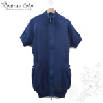 純棉時尚雙拉鍊式短袖外套(藍)